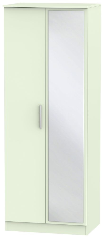 Contrast Tall Wardrobe - 2 Door - 1 Mirror - Cream