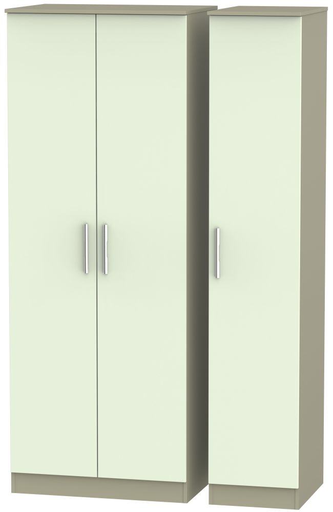 Contrast Tall Triple Wardrobe - 3 Door - Cream and Mushroom