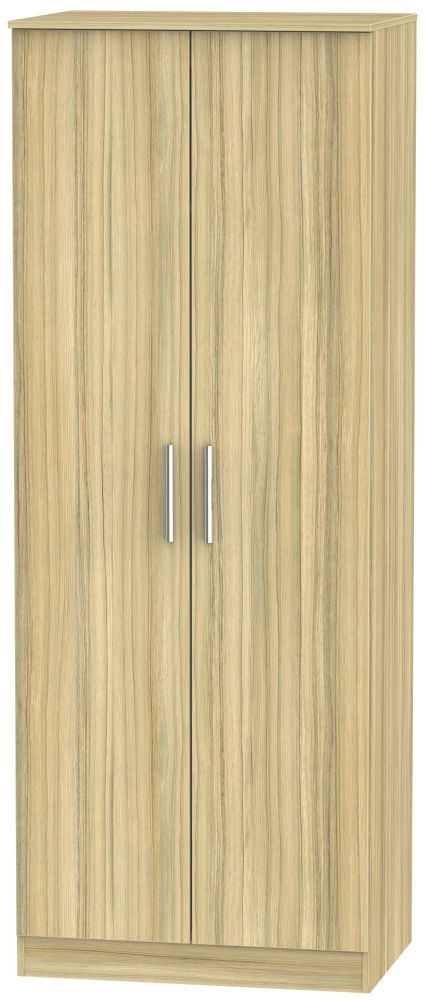 Contrast Plain Tall Wardrobe - 2 Door - Modern Oak