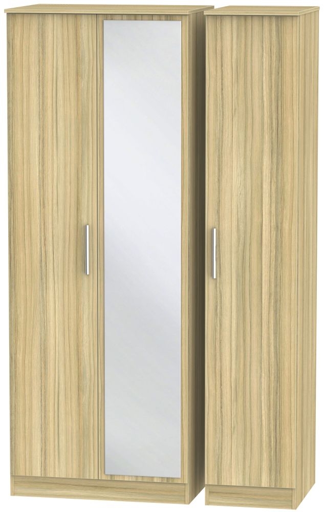 Contrast Modern Oak 3 Door Triple Wardrobe - 1 Mirror
