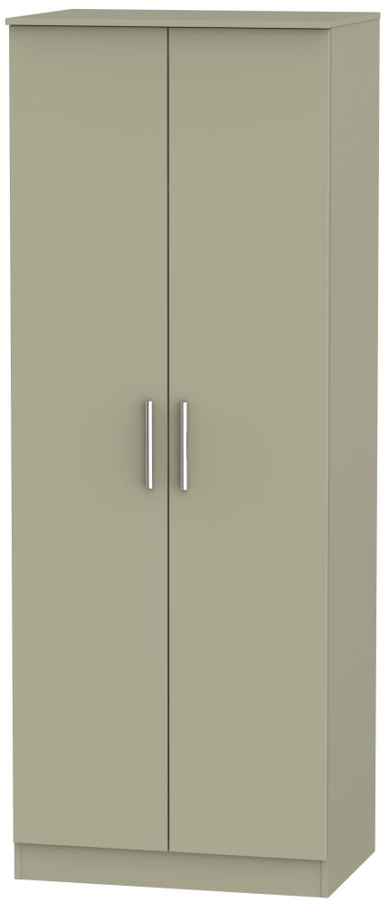 Contrast Plain Tall Wardrobe - 2 Door - Mushroom