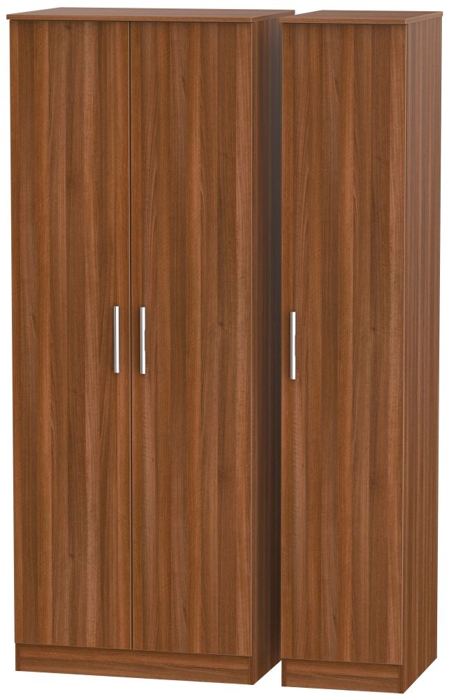 Contrast Tall Triple Wardrobe - 3 Door - Noche Walnut