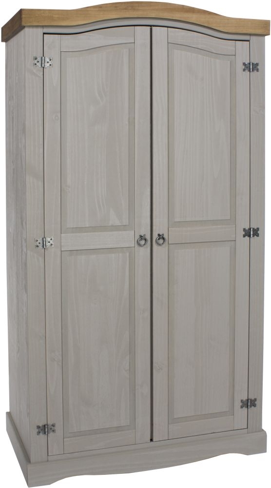 Corona Wardrobe - 2 Door - Grey Mexican Pine