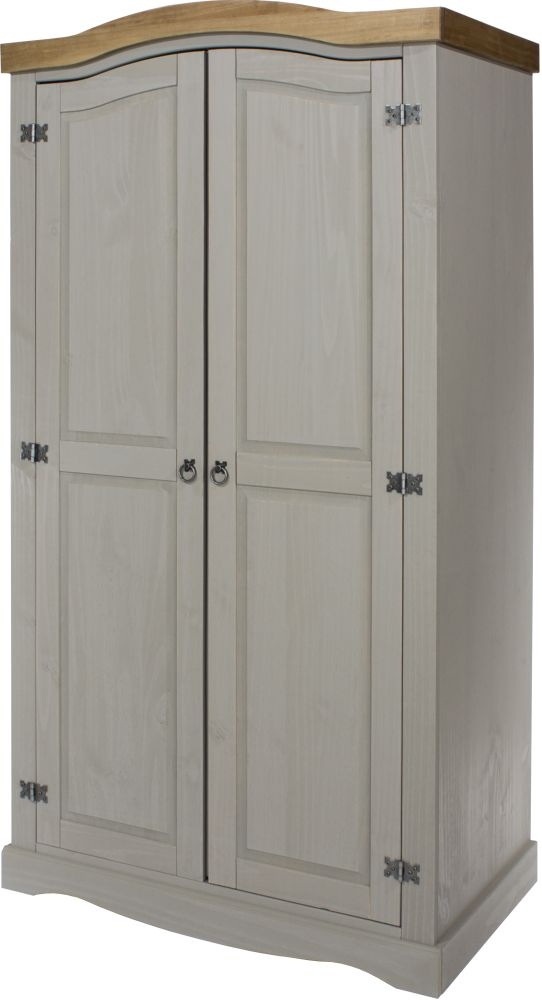 Corona Wardrobe - 2 Door - Grey Mexican Pine