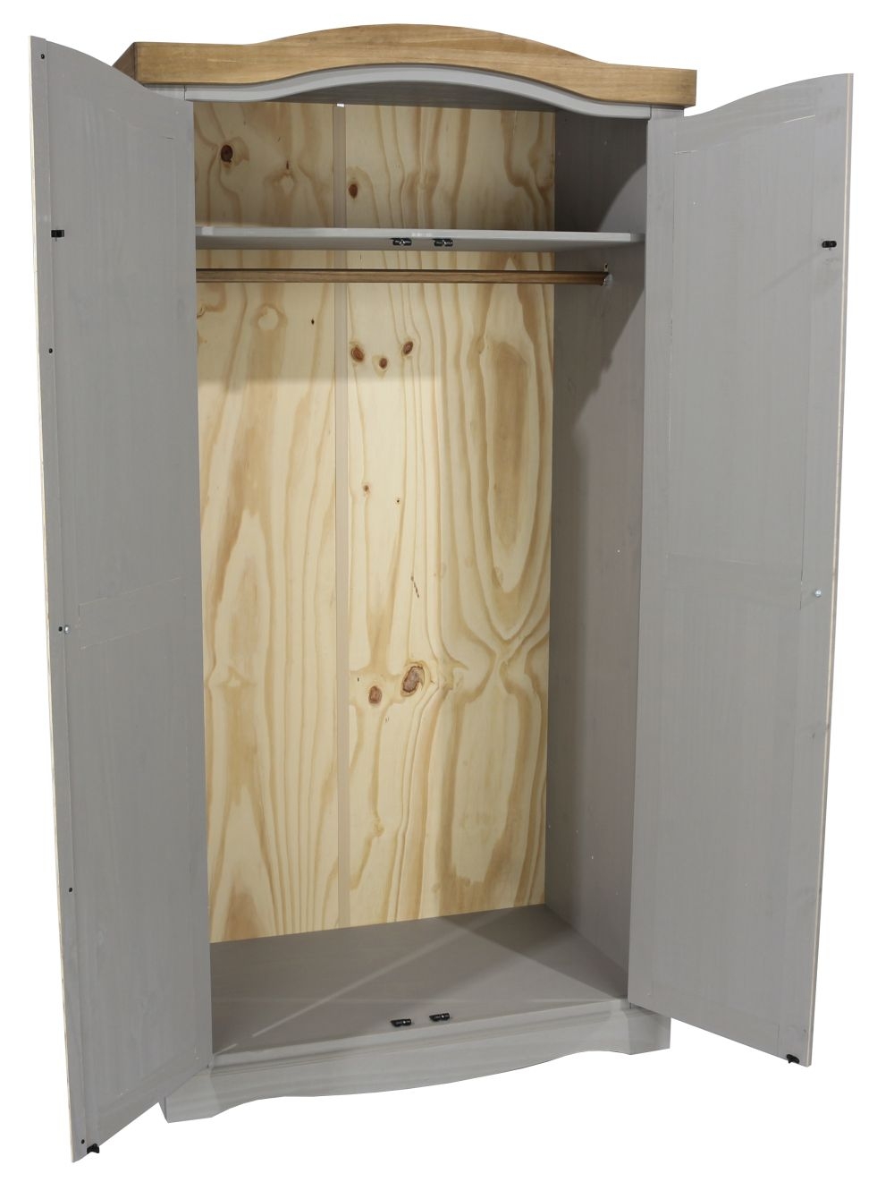 Corona Wardrobe - 2 Door - Grey Mexican Pine