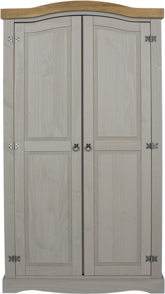 Corona Wardrobe - 2 Door - Grey Mexican Pine