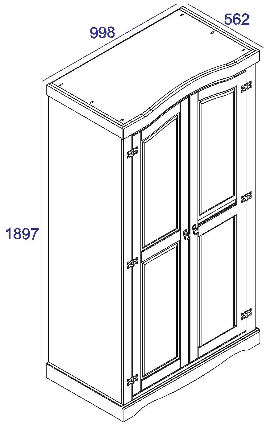 Corona Wardrobe - 2 Door - Pine Mexican