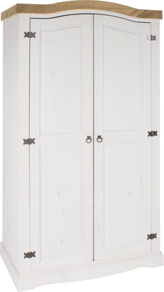 Corona Wardrobe - 2 Door - White Mexican Pine