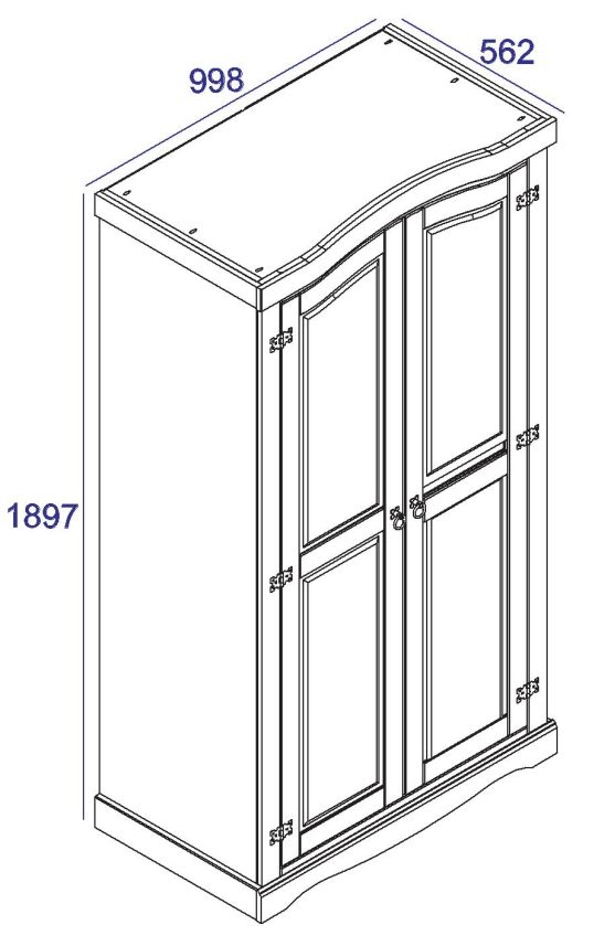 Corona Wardrobe - 2 Door - White Mexican Pine