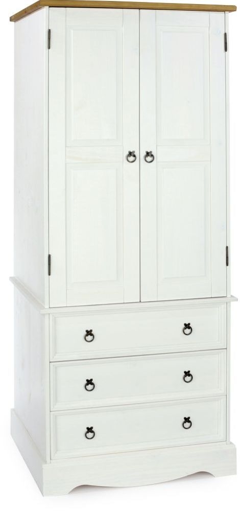 Corona Wardrobe - 2 Door - 3 Drawer - White Mexican Pine