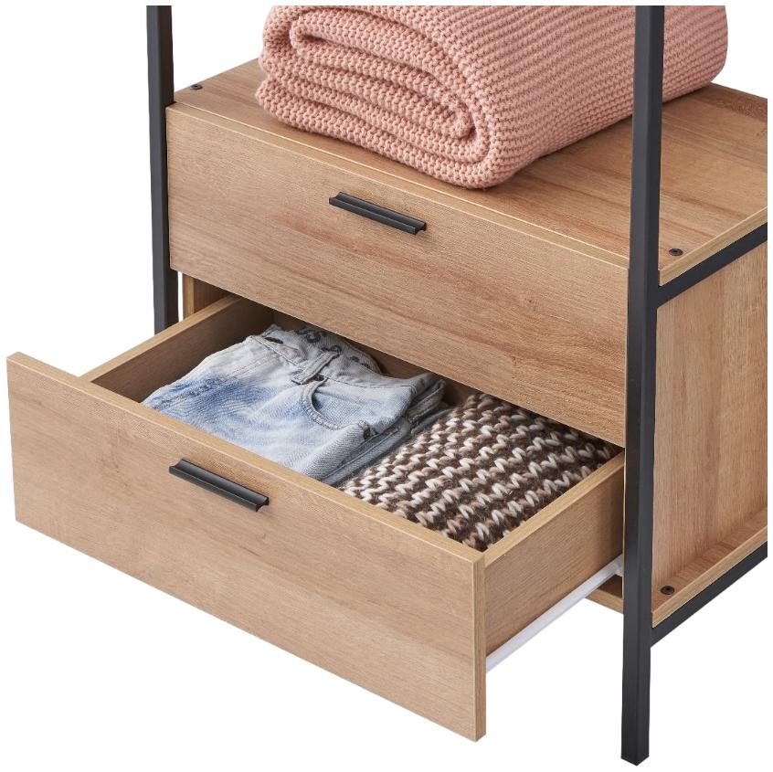 Craven Light Oak 2 Drawer Open Wardrobe 