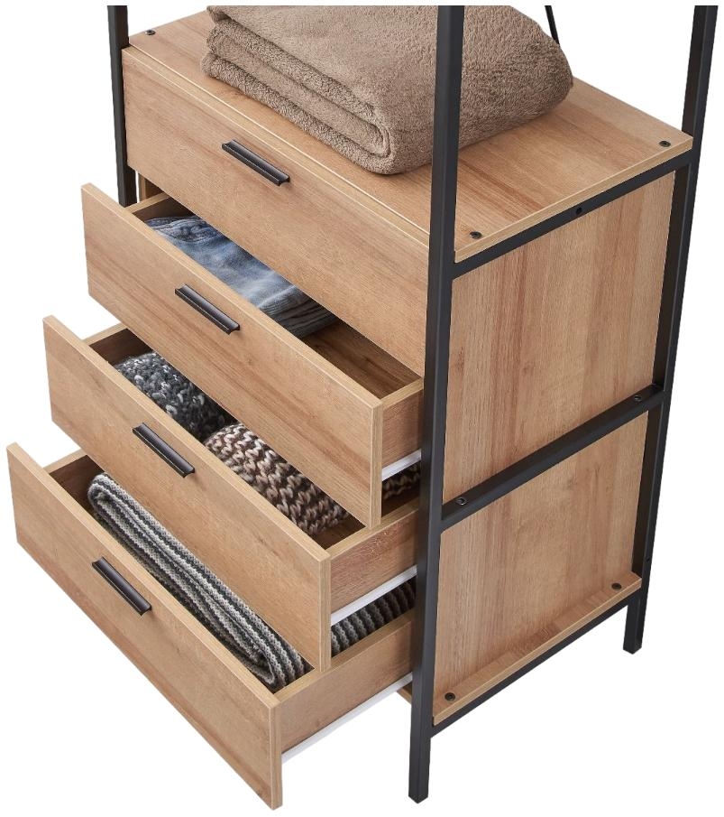 Craven Light Oak 4 Drawer Open Wardrobe