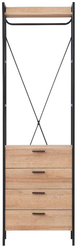 Craven Light Oak 4 Drawer Open Wardrobe