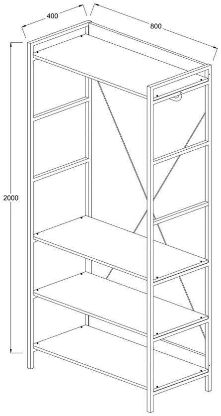 Craven Light Oak 4 Shelves Wide Open Wardrobe
