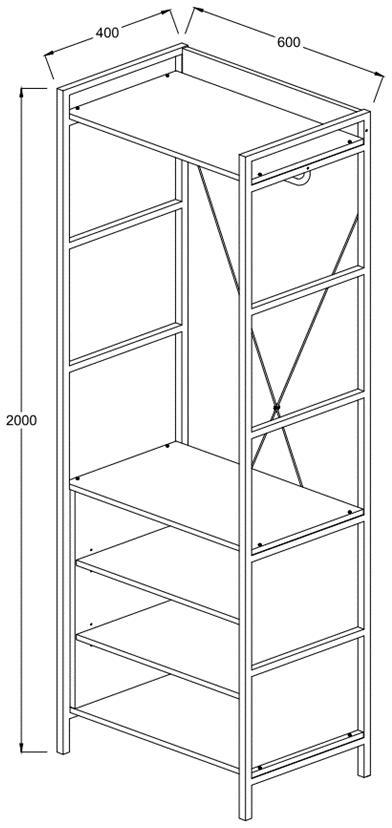 Craven Light Oak 5 Shelves Open Wardrobe