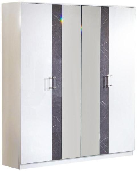 Cristal Grey Marble Italian 4 Door Wardrobe with Mirrors