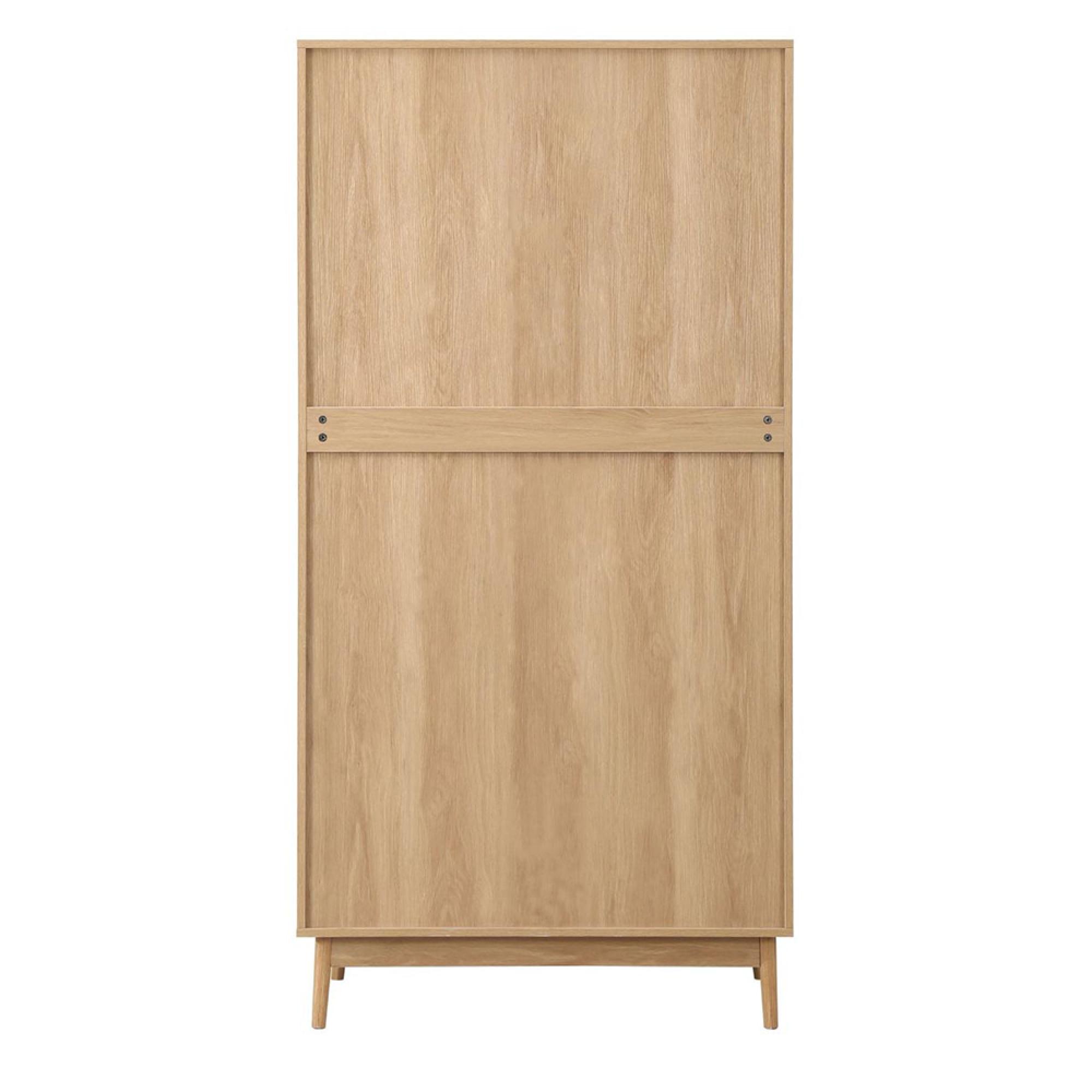 Croxley Wardrobe - 2 Door - 1 Drawer - Oak and Rattan