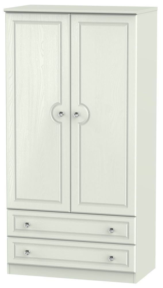 Crystal Double Wardrobe - 2 Door - 2 Drawer - H 182.5cm - Cashmere