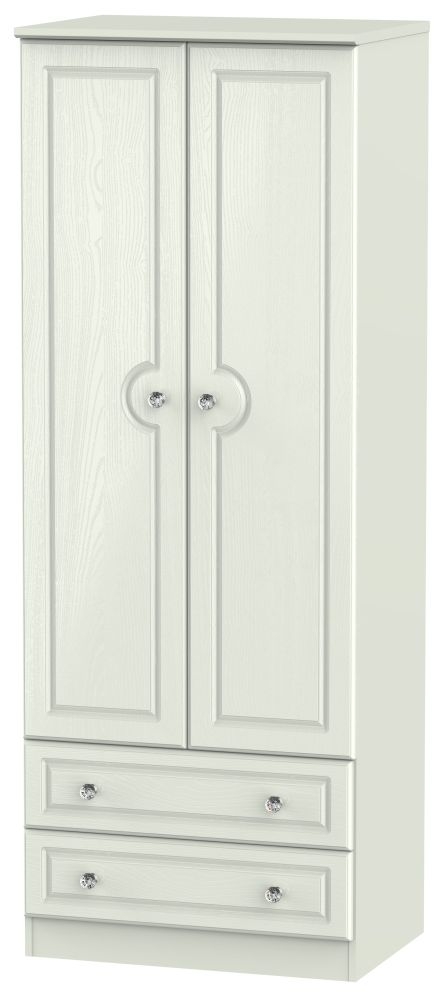 Crystal Tall Wardrobe - 2 Door - 2 Drawer - Cashmere