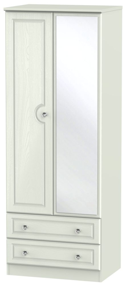 Crystal Tall Combi Wardrobe - 2 Door - 1 Mirror - Cashmere