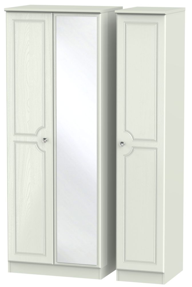 Crystal Triple Wardrobe - 3 Door - 1 Mirror - Tall - Cashmere
