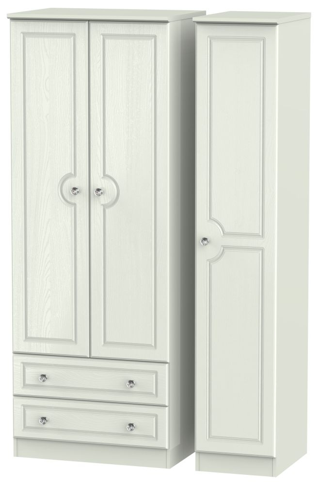 Crystal Tall Triple Wardrobe - 3 Door - LHF 2 Drawers - Cashmere