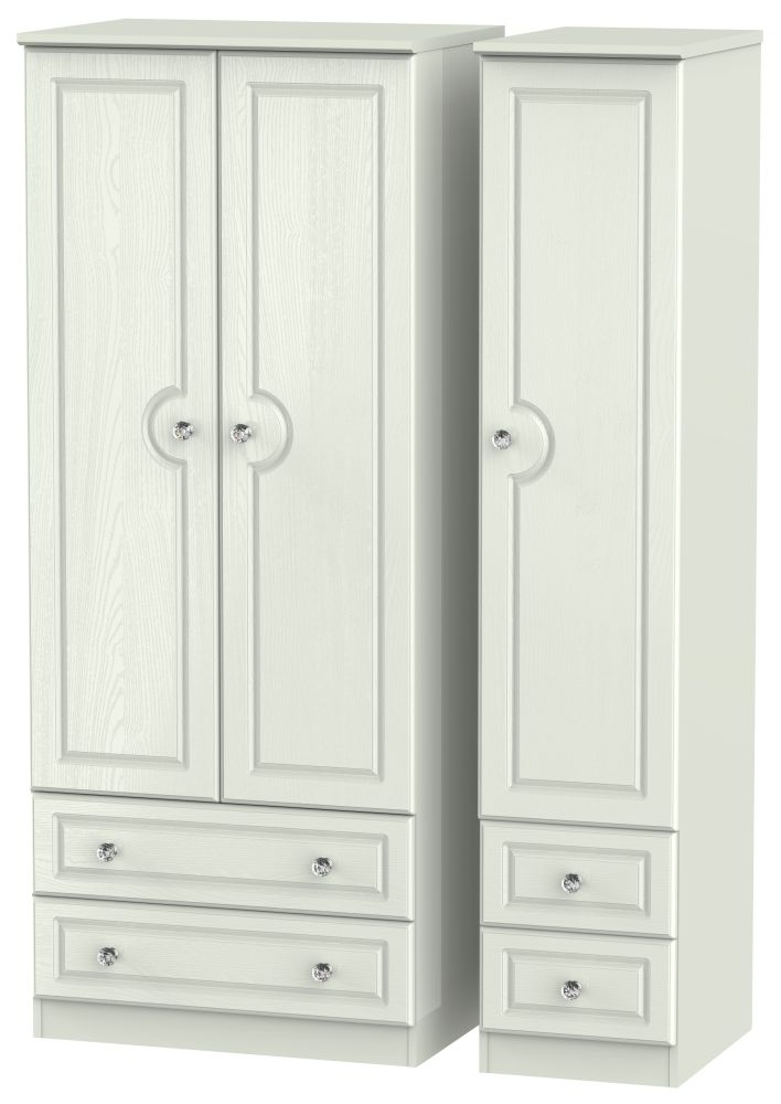 Crystal Cashmere 3 Door Triple Wardrobe - 4 Drawers