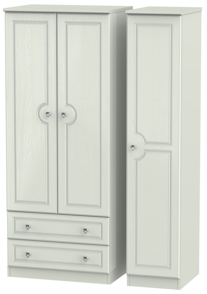 Crystal Triple Wardrobe - 3 Door - LHF 2 Drawers - Cashmere