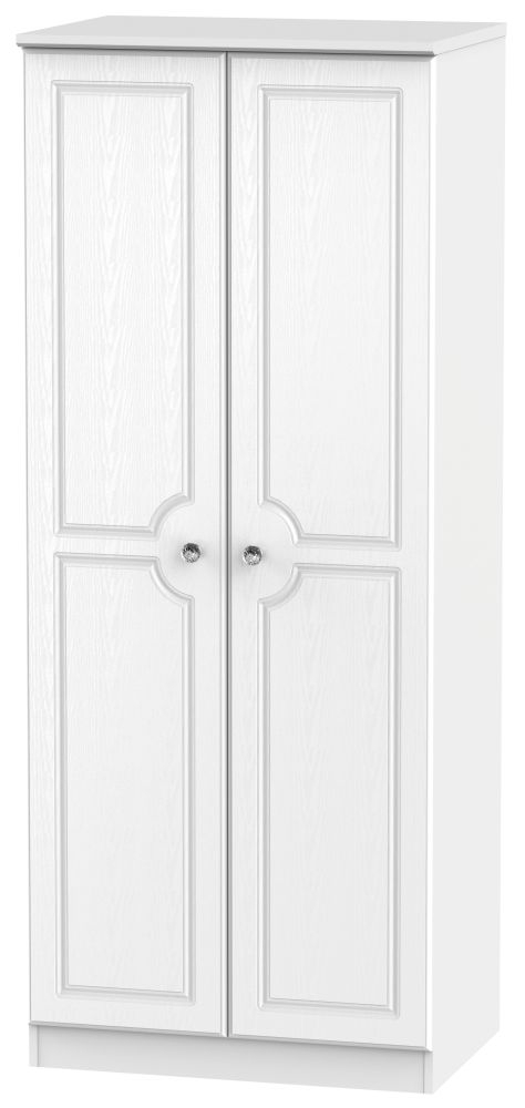 Crystal Plain Wardrobe - 2 Door - White