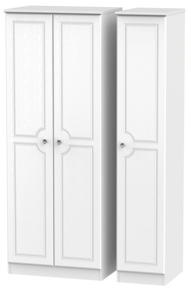 Crystal Tall Triple Wardrobe - 3 Door - White