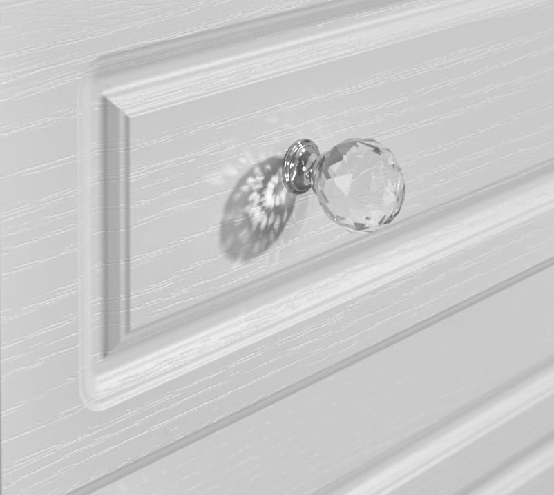 Crystal Triple Wardrobe - 3 Door - LHF 2 Drawers - White