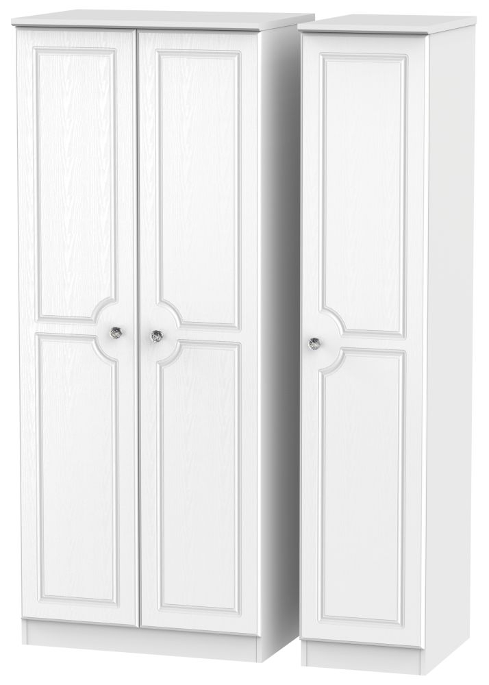 Crystal Triple Wardrobe - 3 Door - White
