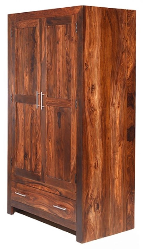 Cube Sheesham 2 Door 1 Drawer Double Wardrobe