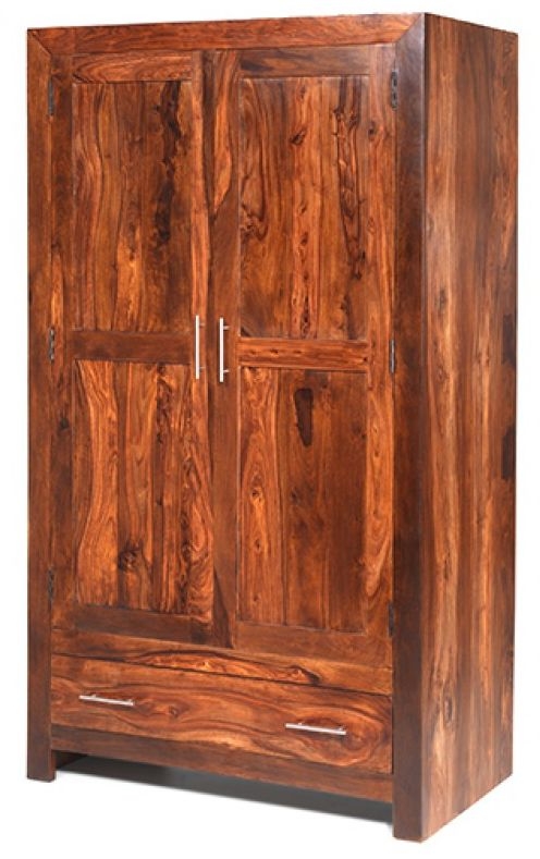 Cube Sheesham 2 Door 1 Drawer Double Wardrobe