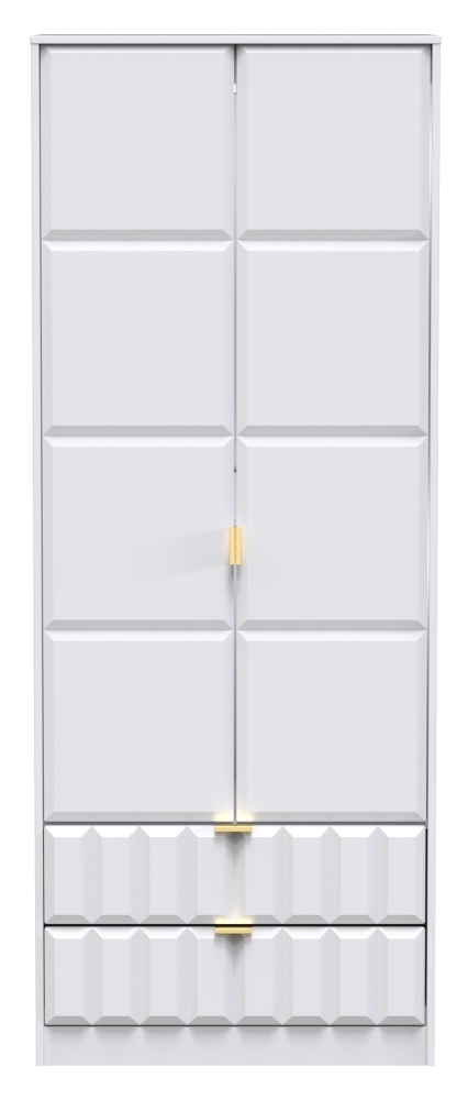 Cube White 2 Door 2 Drawer Tall Wardrobe
