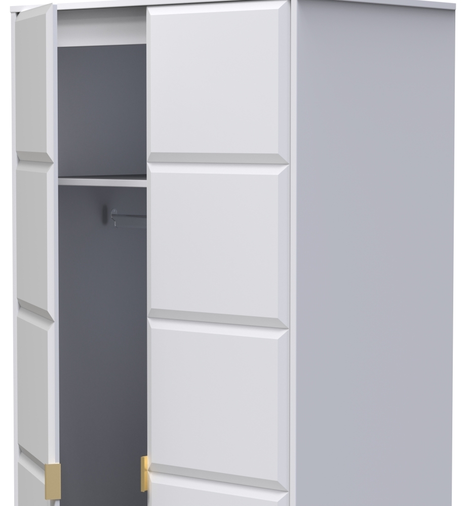 Cube Tall Wardrobe - 2 Door - Plain - White