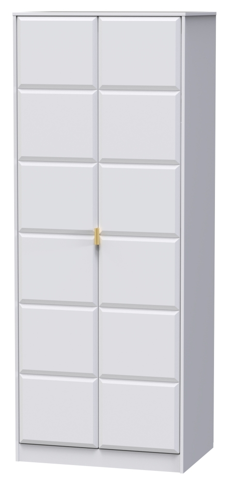 Cube Tall Wardrobe - 2 Door - Plain - White