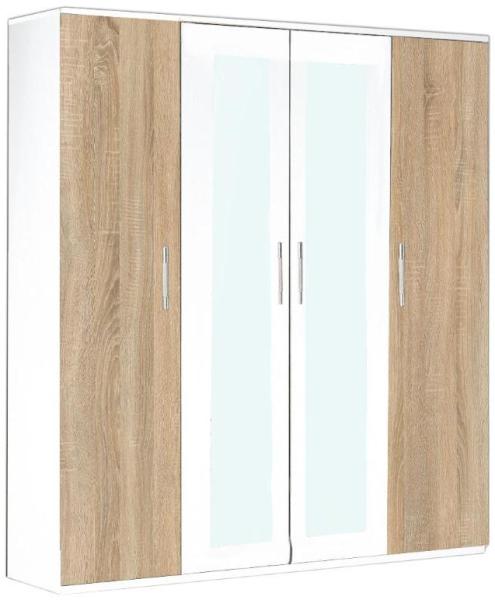 Dalia Light Oak Italian 4 Door Wardrobe with Mirrors