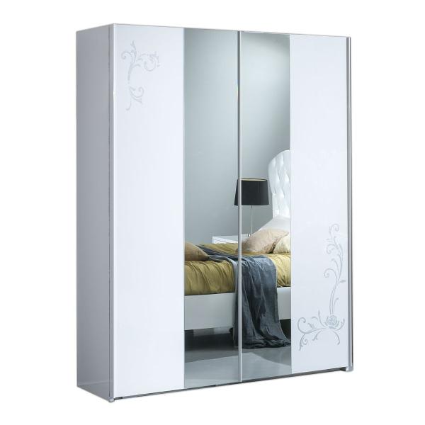 Daniela White Italian 2 Door Sliding Wardrobe with Mirrors