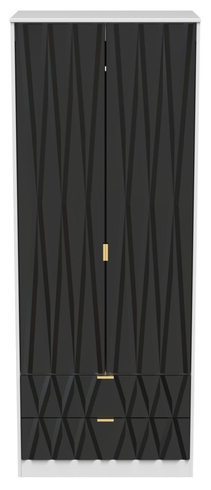 Diamond Black and White 2 Door 2 Drawer Tall Wardrobe