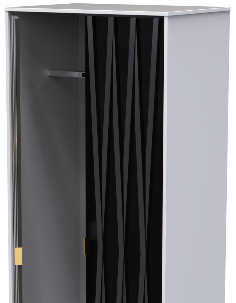 Diamond Plain Tall Wardrobe - 2 Door - Black and White