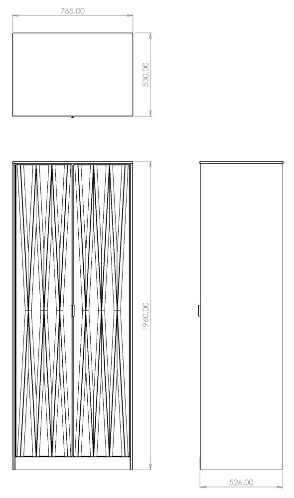 Diamond Plain Tall Wardrobe - 2 Door - Black and White