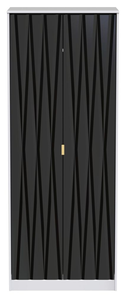 Diamond Black and White 2 Door Plain Tall Wardrobe