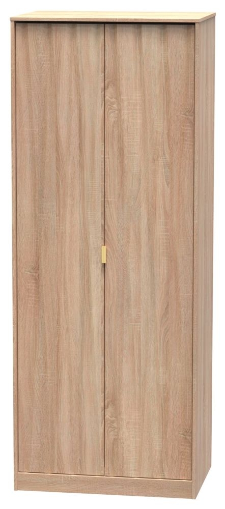 Diamond Plain Tall Wardrobe - 2 Door - Oak