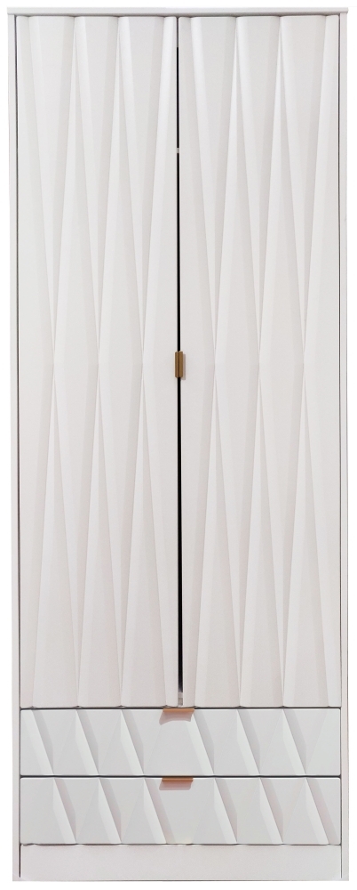 Diamond White 2 Door 2 Drawer Tall Wardrobe