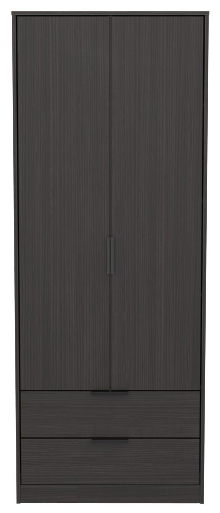 Diego Black 2 Door 2 Drawer Tall Wardrobe