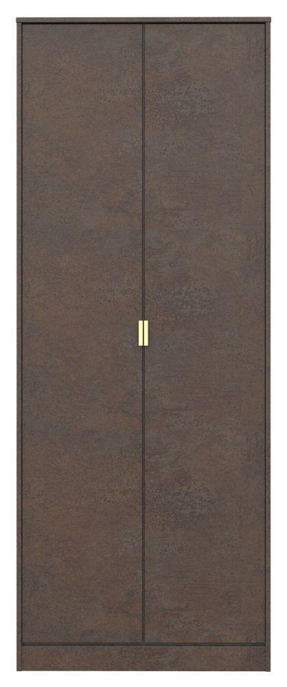 Diego 2 Door Plain Tall Wardrobe - Copper and Gold