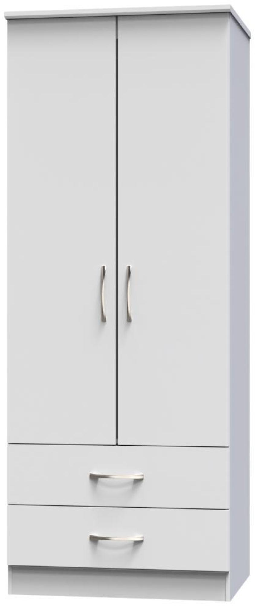 Eve Wardrobe - 2 Door - 2 Drawer - Double - Tall - Grey