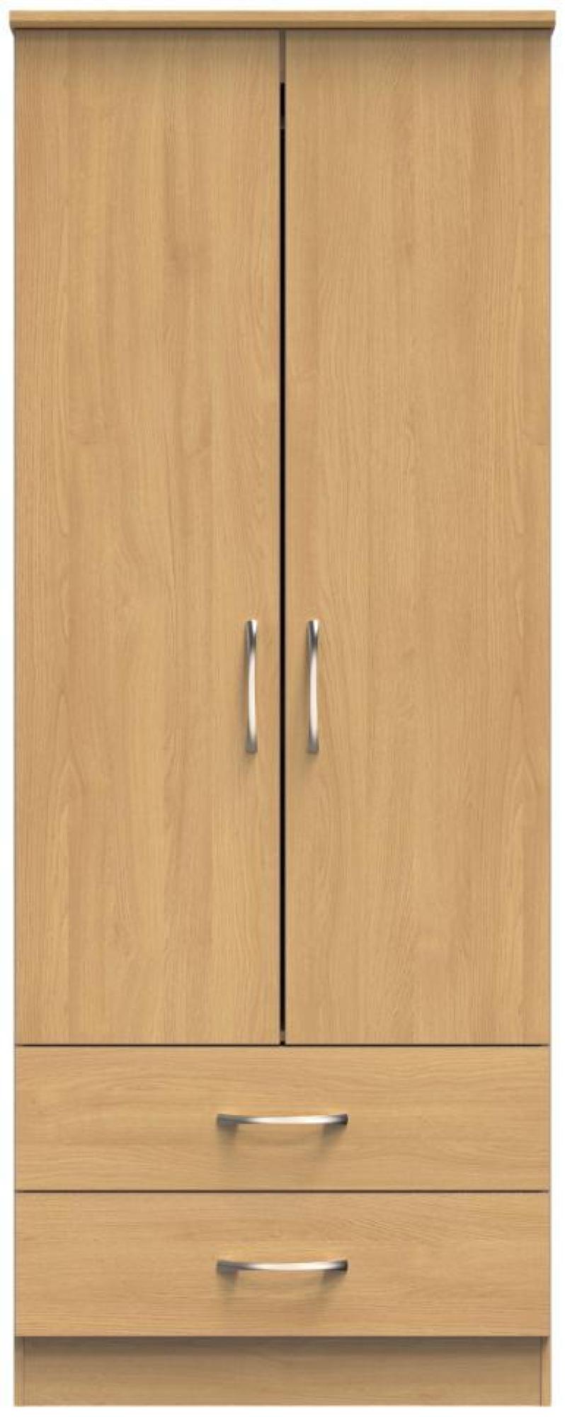 Eve Oak Effect 2 Door 2 Drawer Double Tall Wardrobe
