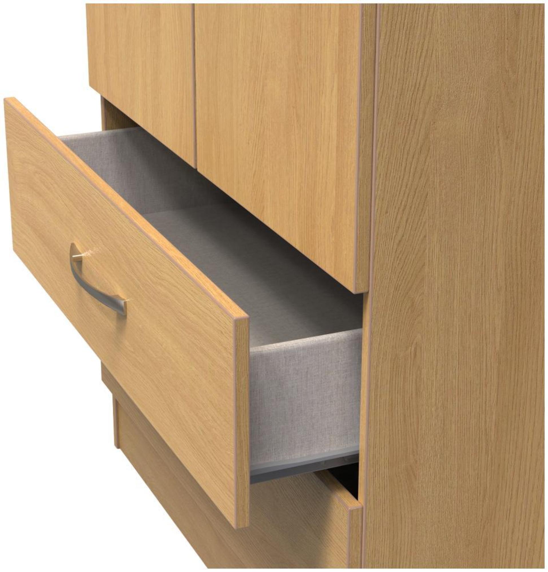 Eve Wardrobe - 3 Door - Triple - LHF 2 Drawers - Oak